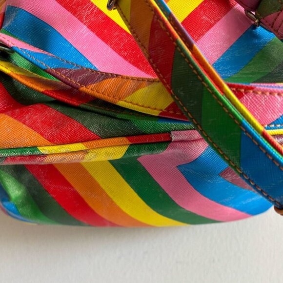 Tropea Women Faux Leather Rainbow Design Backpack Multi Color 10x6 - Picture 9 of 13